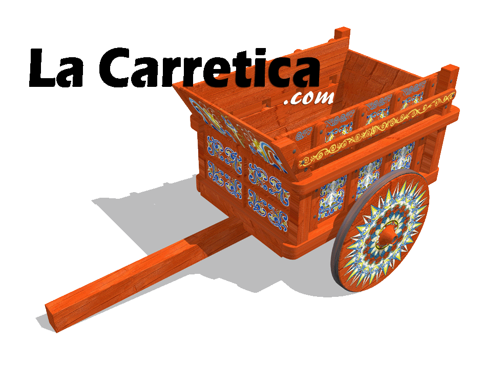 Logo original de LaCarretica.com con una carreta costarricense decorada